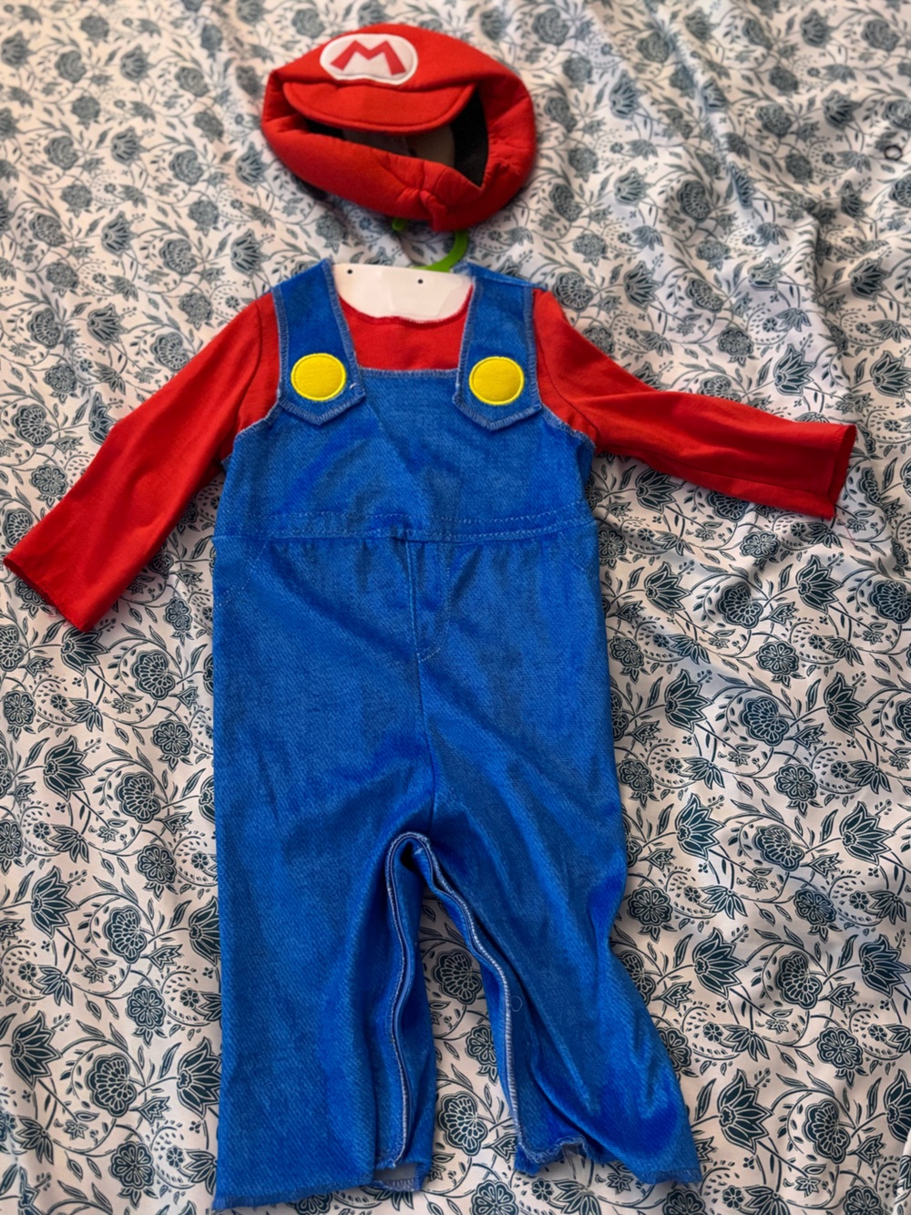 Kids Blue & Red Overalls Costume with Yellow Buttons - Unbranded